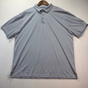 PGA TOUR Men's Golf Polo Shirt XL Gray Micro Check Short Sleeve 100% Polyester